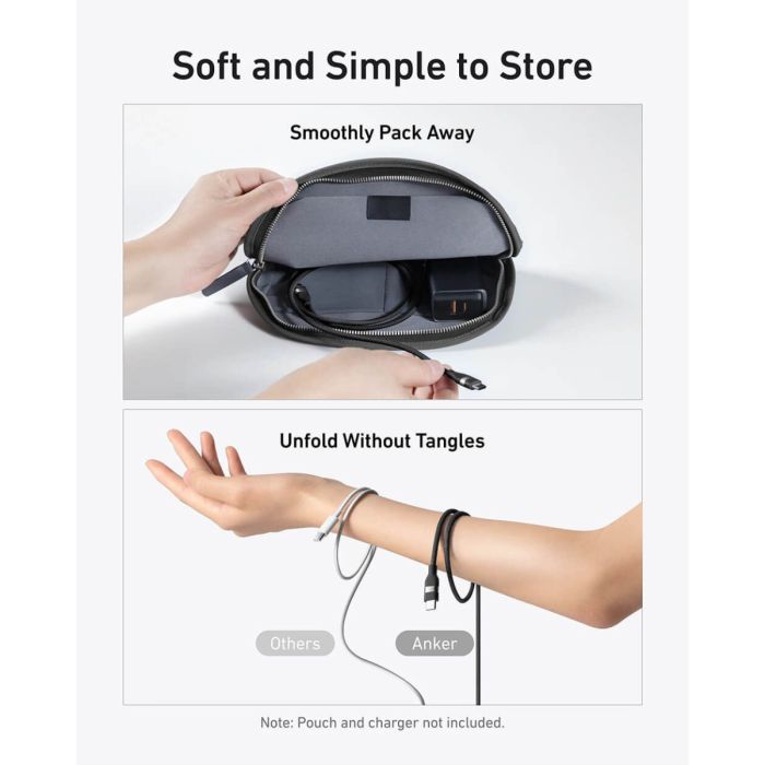 Anker pleteni USB-C na USB-C kabel 240 W, 0,9m, črn - slika 6