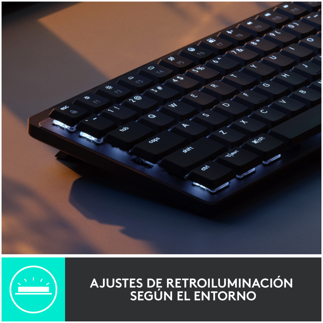 Tipkovnica brezžična + Bluetooth Logitech MX Mechanical MINI UK | SLO gravura grafitna LED osvetlitev (920-010780) - slika 3