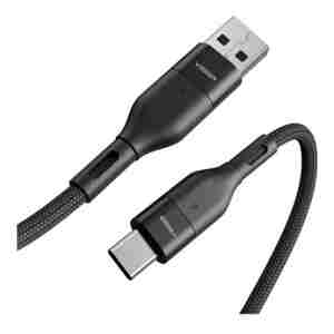 VEGER AC03 pleteni kabel USB-A na USB-C, 1,2m, črn
