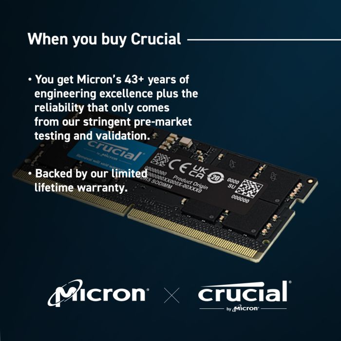 Crucial 16GB DDR5-4800 SODIMM PC5-38400 CL40, 1.1V - slika 3