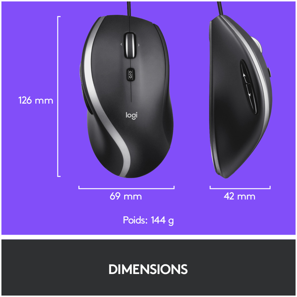 Miš Logitech USB M500s optična črna High Precision Optical Tracking 4000DPI (910-005784) - slika 3