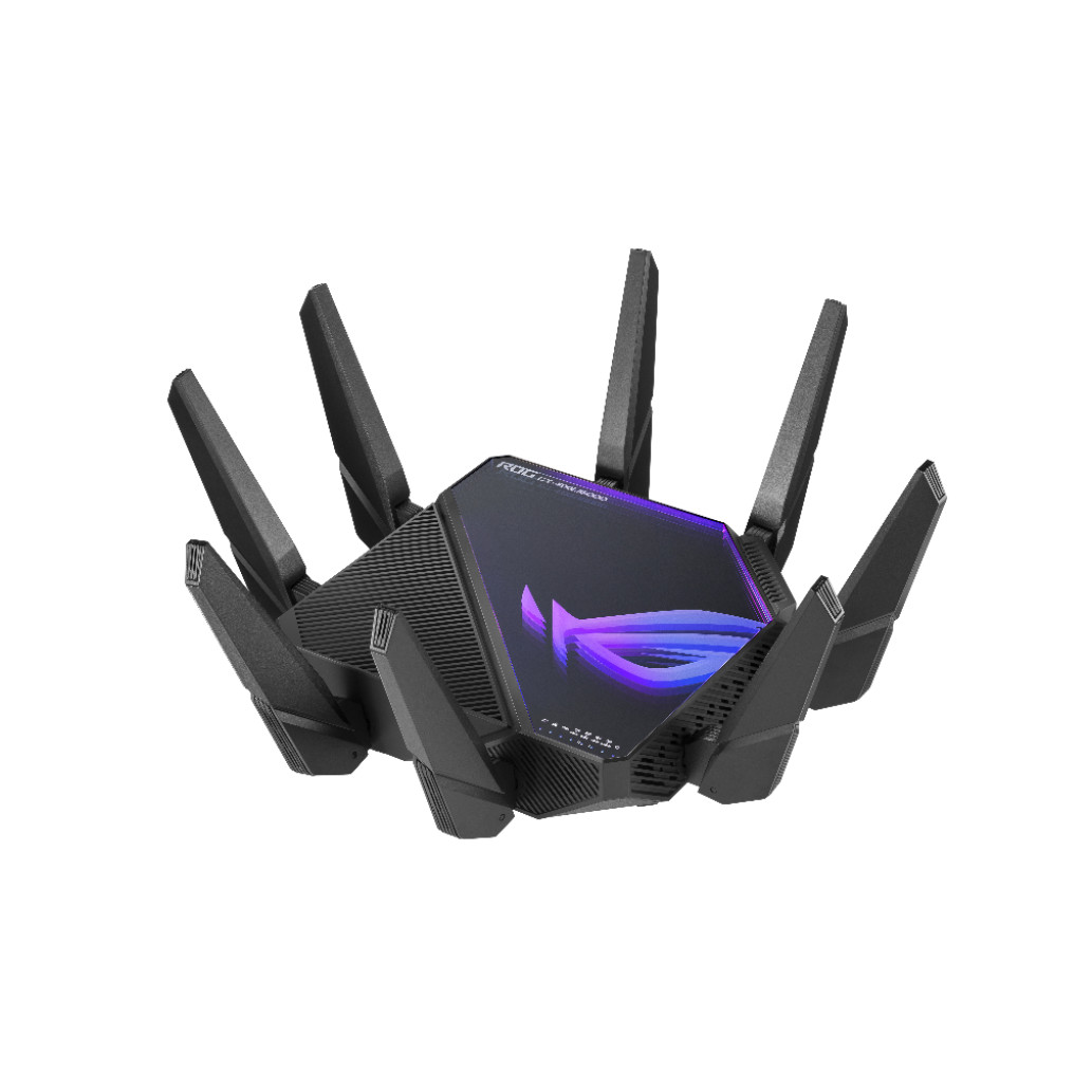 Usmerjevalnik brezžični Asus ROG Rapture GT-AXE16000 WiFi6E 802.11ax AXE16000 4804Mbit/s MESH OFDMA MU-MIMO quadband 4xLAN 2xLAN/WAN10GB 8x antena 4x notranja antena (90IG06W0-MU2A10)