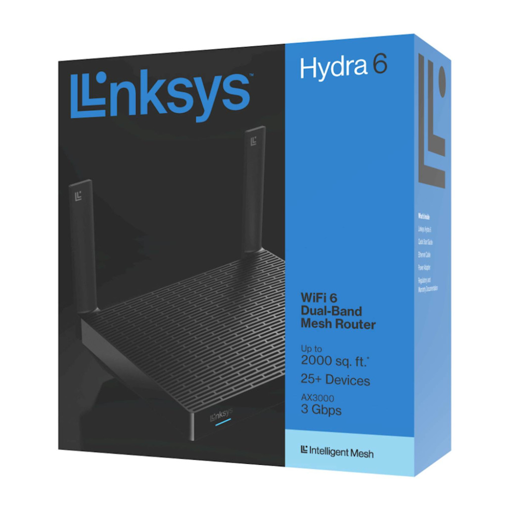 Usmerjevalnik brezžični Linksys Hydra 6 WiFi6 802.11ax AX3000 2402Mbit/s MESH MU-MIMO dualband OFDMA 4xLAN 2x antena (MR2000-KE) - slika 2