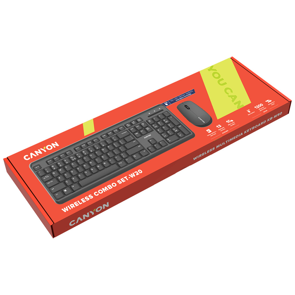 Tipkovnica in miš Canyon brezžična SET-W20 črna SLO gravura (CNS-HSETW02-AD) - slika 2