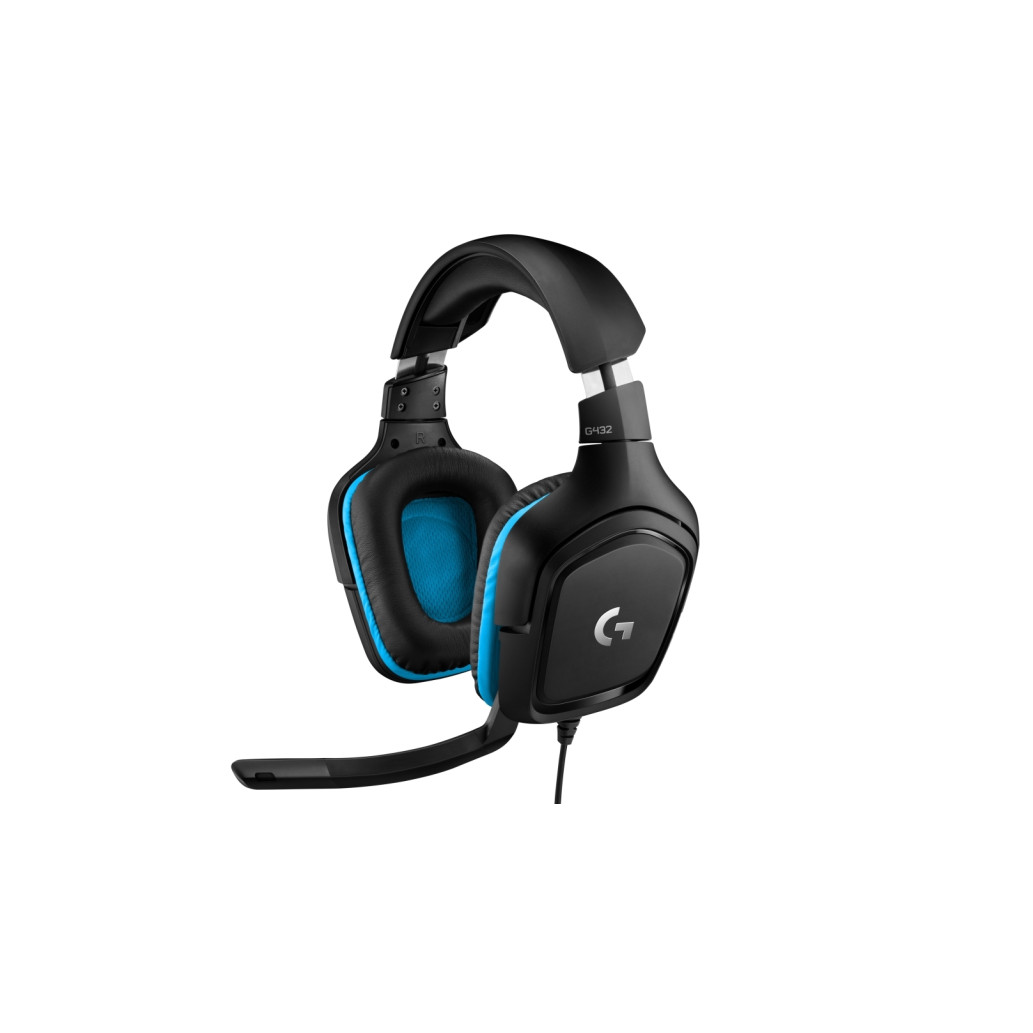 Slušalke žične Logitech naglavne z mikrofonom USB G432 črno-modra (981-000770)