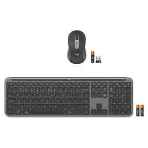 Tipkovnica in miš Logitech brezžična + Bluetooth Signature Slim Combo MK950 US international grafitna Bolt USB reciever SLO gravura (920-012490)