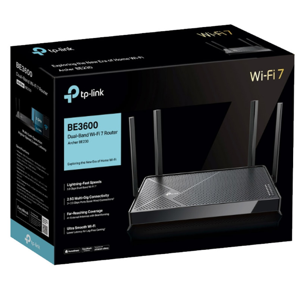 Usmerjevalnik brezžični TP-Link Archer BE230 WiFi7 802.11be BE3600 3600Mbit/s USB-A 4xLAN+WAN 4x antena () - slika 4
