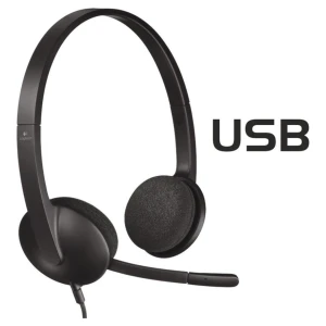 Slušalke žične Logitech naglavne z mikrofonom USB H340 Headset črne (981-000475)