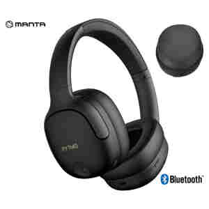 Slušalke brezžične Manta naglavne BT RYTMO ELEGANCE črne ANC Bluetooth ()