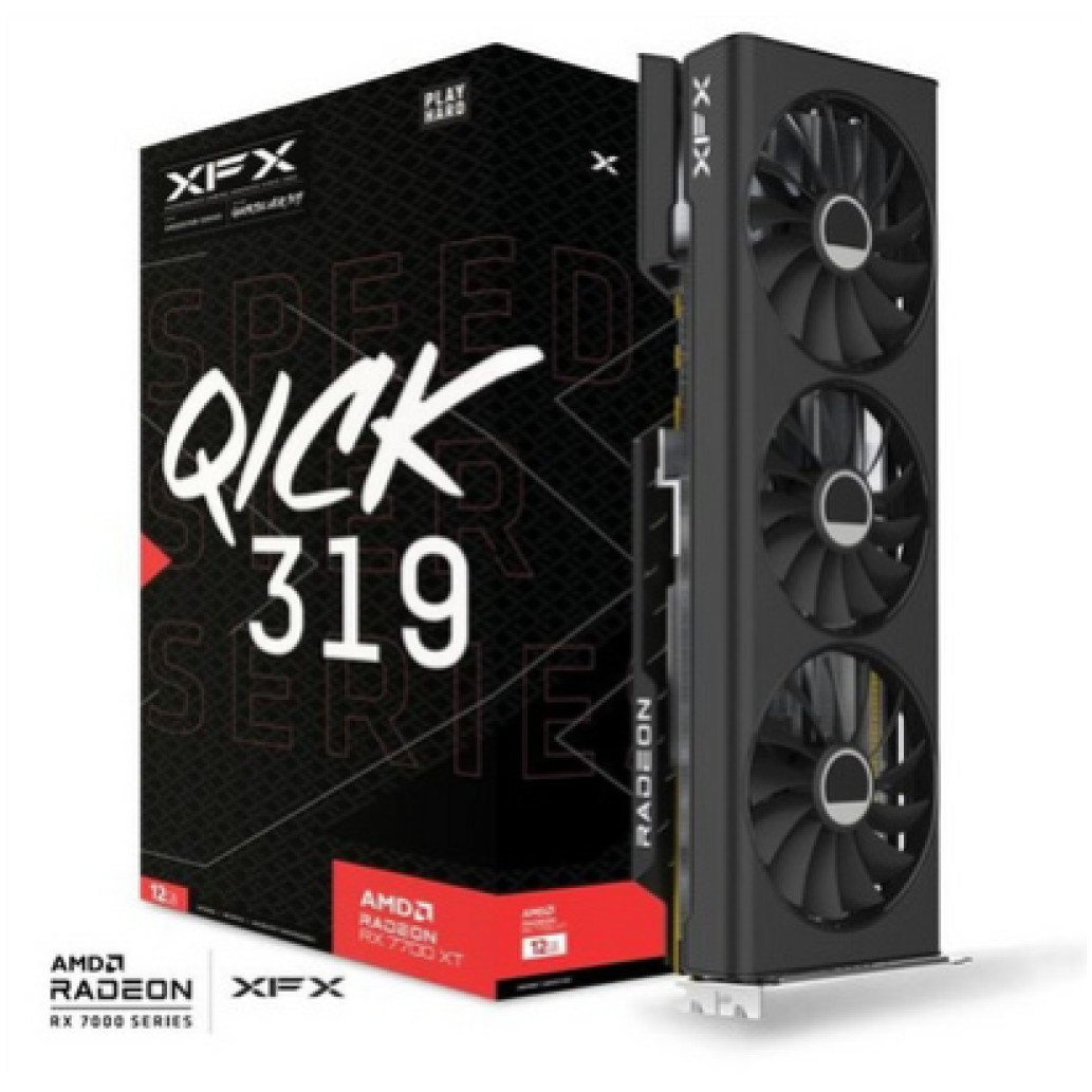 Grafična kartica AMD RX 7700XT XFX Speedster QICK 319 - 12GB GDDR6 | 3xDisplayport 2.1 1xHDMI 2.1 (RX-77TQICKB9)