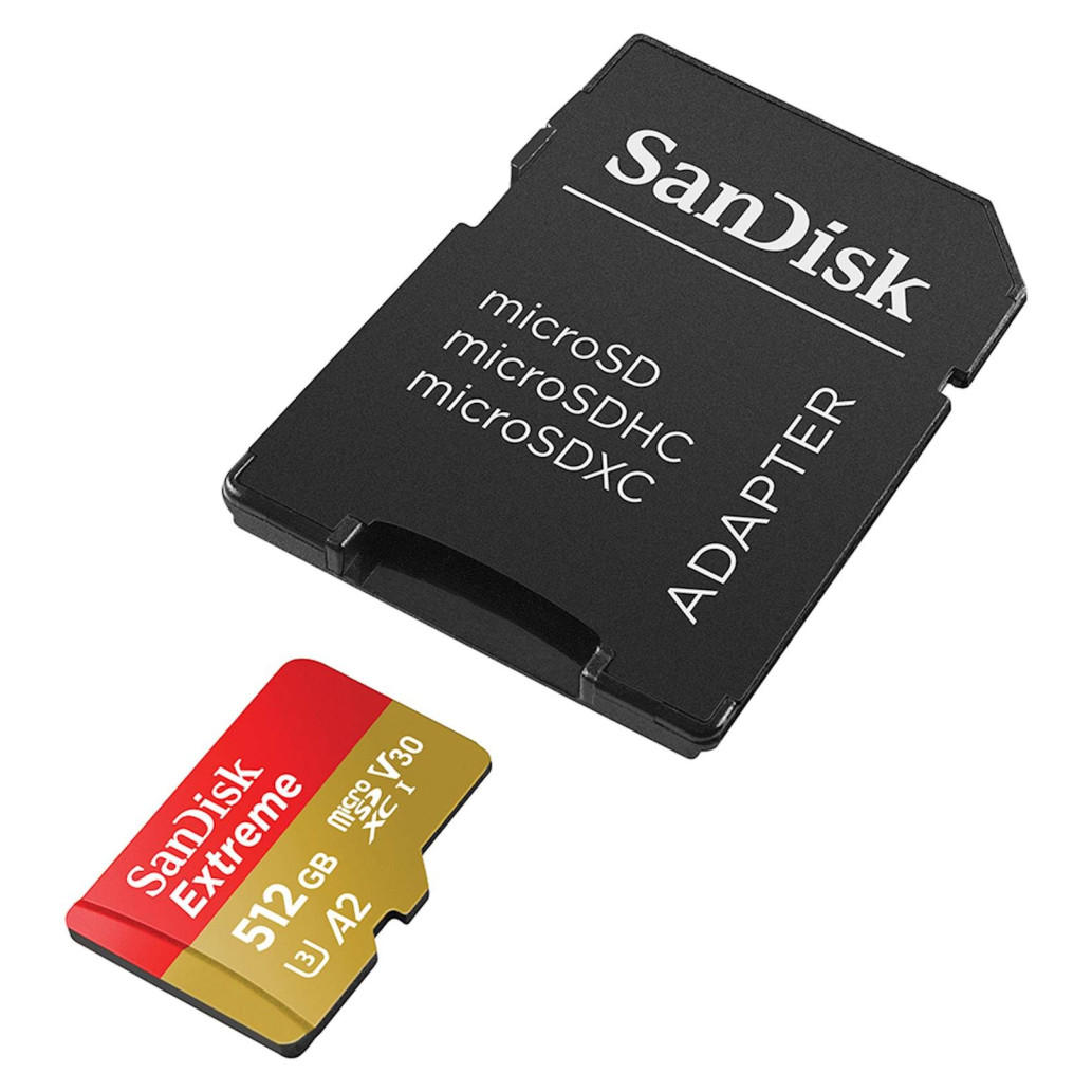 Spominska kartica microSDXC 512GB Sandisk Extreme 190MB/130MB/s U3 V30 UHS-I A2 +adapter (SDSQXAV-512G-GN6MA) - slika 3