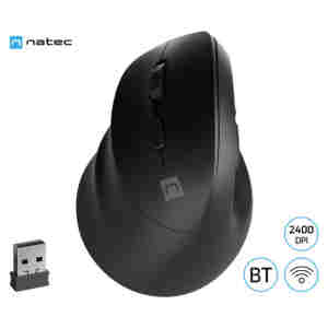 Miš Bluetooth NATEC vertikalna Crake 2 2400DPI za levičarje črna ()