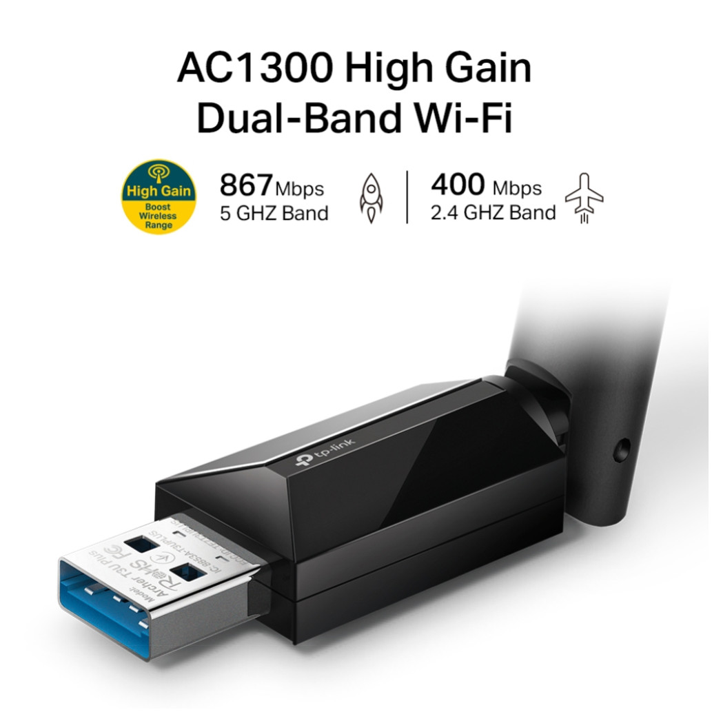 Brezžični mrežni adapter USB 3.0 TP-Link Archer WiFi5 802.11ac AC1300 1x antena (Archer T3U Plus) - slika 2