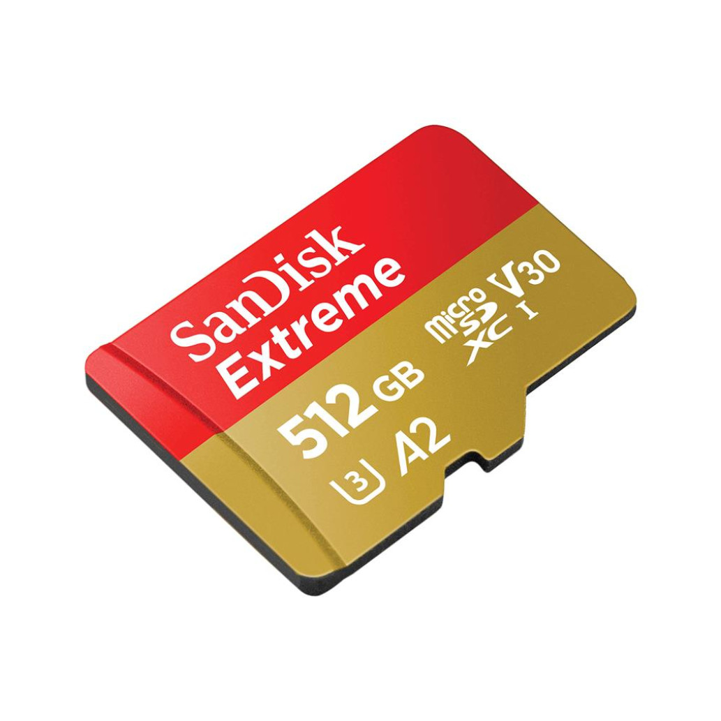 Spominska kartica microSDXC 512GB Sandisk Extreme 190MB/130MB/s U3 V30 UHS-I A2 +adapter (SDSQXAV-512G-GN6MA) - slika 2