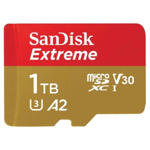 Spominska kartica SDHC-Micro 1TB SanDisk Extreme + Adapter do 190MB/s 130MB/s A2, C10 V30 UHS-I U3 (SDSQXAV-1T00-GN6MA)