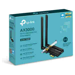 Brezžični mrežni adapter PCIe TP-Link WiFi6 802.11ax AX3000 2402Mbit/s Dualband 2x antena BT 5.0 (Archer TX50E)