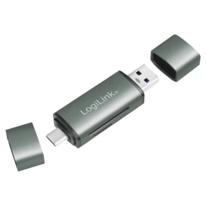 Zunanji čitalec kartic LogiLink USB 3.2 Gen1 za SD microSD srebrn (CR0043)