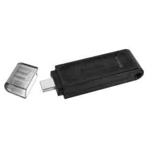 Spominski ključek 64GB USB-C Kingston DT70 - plastičen/s pokrovčkom/črn (DT70/64GB)
