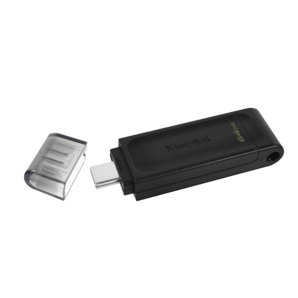 Spominski ključek 64GB USB-C Kingston DT70 - plastičen/s pokrovčkom/črn (DT70/64GB)
