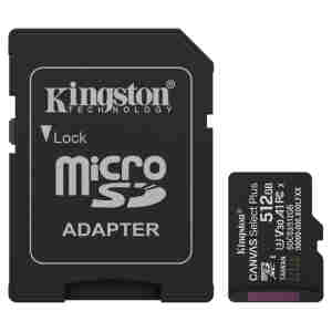 Spominska kartica microSDXC 512GB Kingston Canvas Select Plus Class10 150MB/s/U3 UHS-I A1 +adapter (SDCS3/512GB)