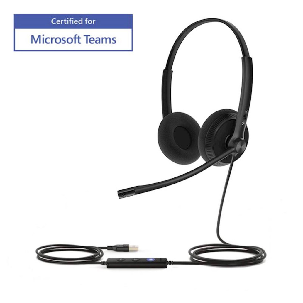 Slušalke žične Yealink naglavne z mikrofonom USB UH34 črne (1308048)