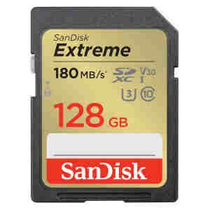Spominska kartica SDXC 128GB Sandisk Extreme 90MB/s/180MB/s U3 V30 UHS-I A2 (SDSDXVA-128G-GNCIN)