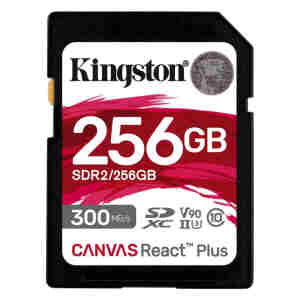 Spominska kartica SDXC 256GB Kingston Canvas REACT Plus 300MB/260MB/s U3 V90 UHS-II (SDR2/256GB)