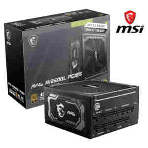 Napajalnik - 1250W MSI MAG A1250GL 80Plus Gold 90% ATX 3.1 (Gen5) Modular 120mm črna (306-7ZP9A11-CE0)