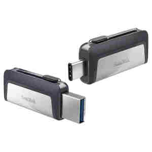 Spominski ključek 32GB USB 3.2/USB-C Sandisk Ultra Dual 150MB/s plastičen drsni srebrno-črn (SDDDC2-032G-G46)
