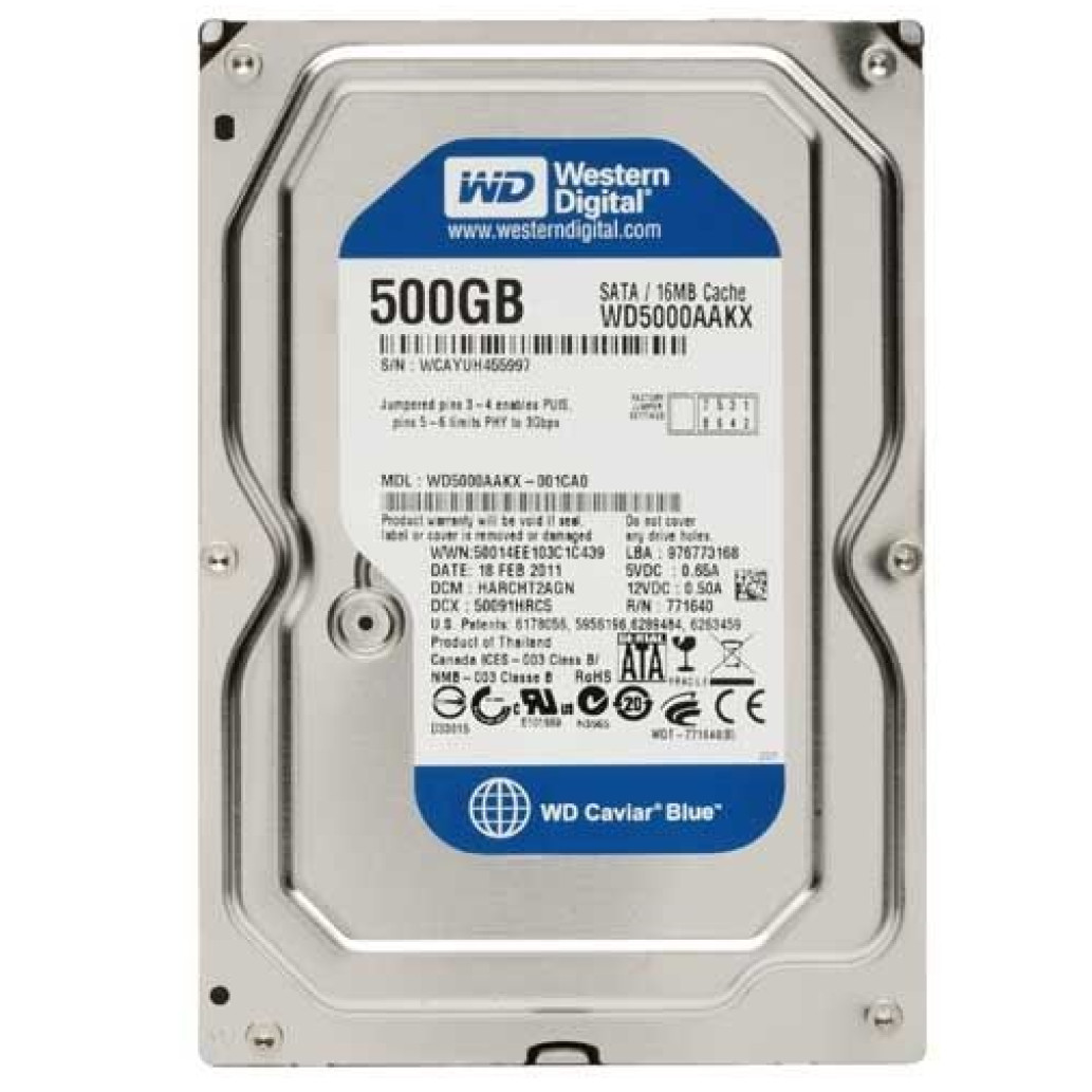 Trdi disk 500GB SATA3 WD5000AAKX 6GB/s 16Mb Blue 7.200/min OEM