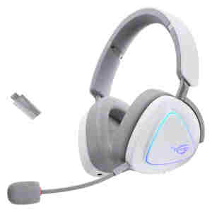 Slušalke brezžične Asus naglavne z mikrofonom BT/1x3,5mm ROG Delta II bele Gaming (90YH03W0-BHUA10)