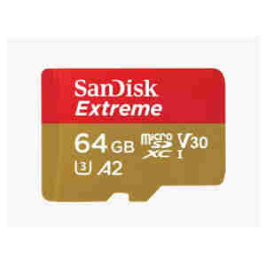 Spominska kartica SDHC-Micro 64GB Sandisk Extreme 170MB/s/80MB/s U3 V30 UHS-I +adapter (SDSQXAH-064G-GN6MA)