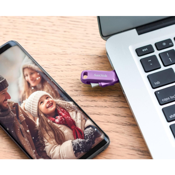 SanDisk 64GB Ultra Dual Drive Go USB-C/A 3.2 USB ključ (vijoličen) - slika 4