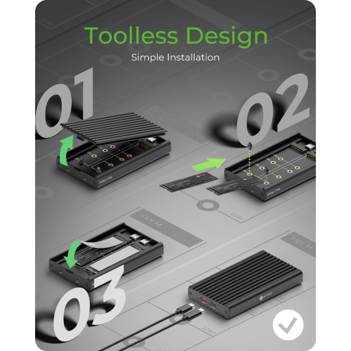 IcyBox IB-2817M-C32 ohišje za 2 M.2 NVMe z USB-C 3.2 Gen 2 priključkom - slika 2