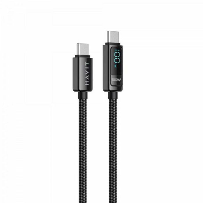HAVIT kabel za polnjenje USB-C na USB-C z LCD 100W, 2M - slika 3