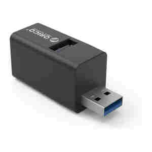 USB hub s 3 vhodi, 1x USB 3.0, 2x USB 2.0, Alu črn, ORICO MINI-U32L