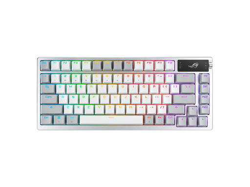 Tipkovnica ASUS ROG Azoth Wireless, ROG NX Snow, PBT, OLED, RGB, USB, US, bela