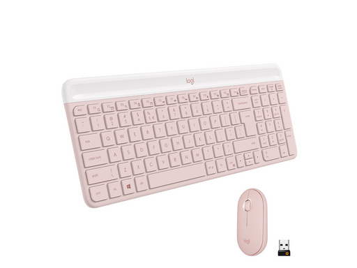 Tipkovnica in miška Logitech Slim Wireless Combo MK470, roza, SLO g. - slika 3