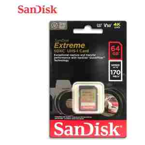SanDisk Extreme 64GB SDXC spominska kartica + 1 leto RescuePRO Deluxe do170MB/s & 80MB/s branje/zapi
