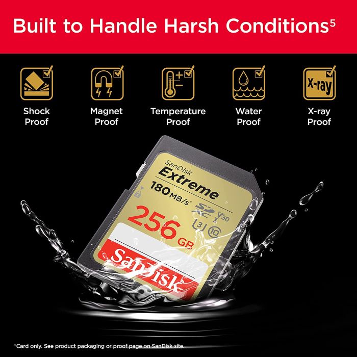 SanDisk Extreme 256GB SDXC Memory Card + 1 year RescuePRO Deluxe up to 180MB/s & 130MB/s Read/Write - slika 6