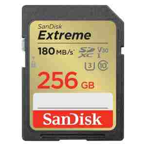 SanDisk Extreme 256GB SDXC Memory Card + 1 year RescuePRO Deluxe up to 180MB/s & 130MB/s Read/Write