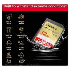 SanDisk Extreme PLUS 32GB SDHC spominska kartica 100MB/s in 60MB/s branje/pisanje, UHS-I, Class 10,