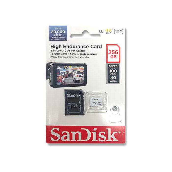 SanDisk 256GB High Endurance microSD Class 10 U3 V30 spominska kartica z adapterjem - slika 3