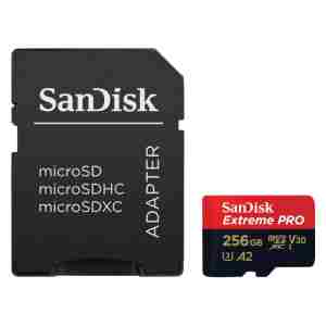 SanDisk 256GB Extreme PRO microSDXC UHS-I spominska kartica z adapterjem
