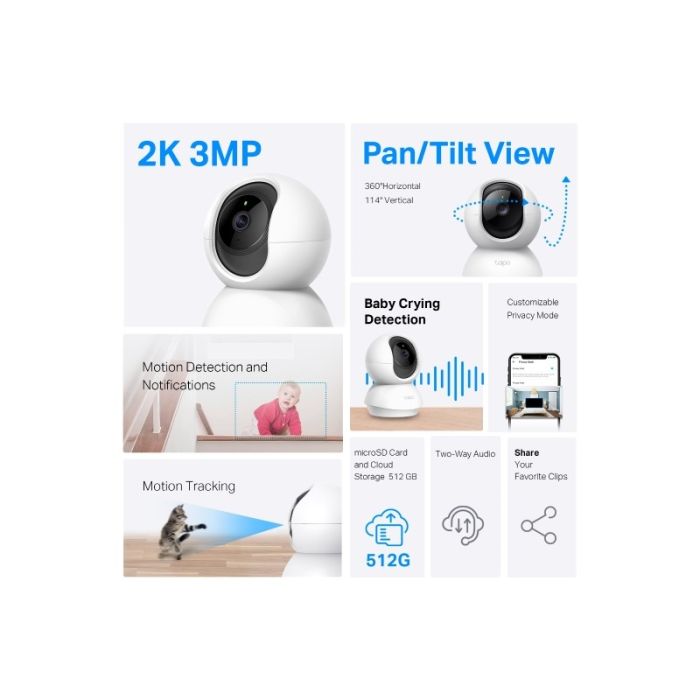 TP-LINK Tapo C210P2 2k 3MP 2304 x 1296 Pan/Tilt WiFi varnostna kamera - slika 2