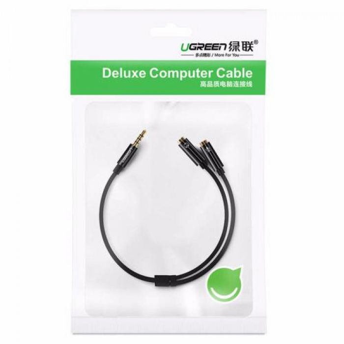 Ugreen adapter 3.5mm (M) na 2x 3.5mm (Ž - slušalke + mikrofon) - polybag - slika 2