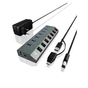 IcyBox IB-HUB1701-C3 7-portni USB-A hub s stikali
