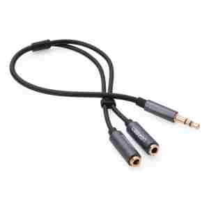 Ugreen adapter 3.5mm (M) na 2x avdio (Ž) črn - polybag