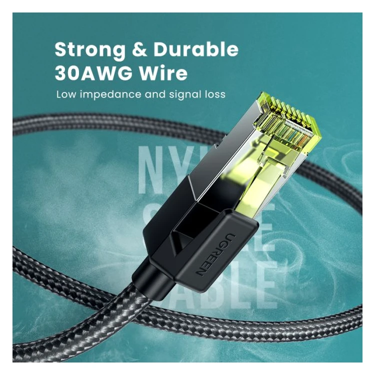 Ugreen UTP Cat7 oklopljen pleten okrogel kabel z modularnim RJ45 Ethernet priključkom 5M - slika 2