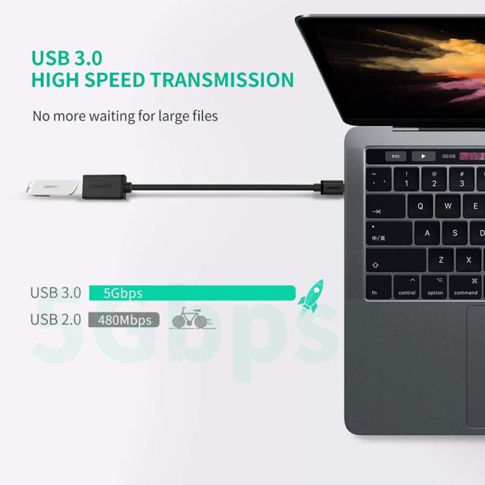 Ugreen USB-C (M) na USB 3.0 (Ž) OTG kabel črn - polybag - slika 4